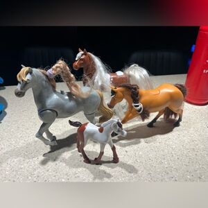 Set of Toy Horses with Accessories